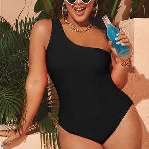 Black One Shoulder Bathing Suit